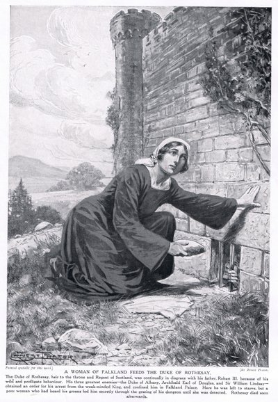Eine Frau aus Falkland füttert den Herzog von Rothesay, 1920er Jahre von Ernest Prater